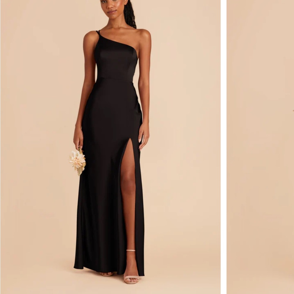 Birdy Grey Kensie Shiny Satin Black One-Shoulder dress